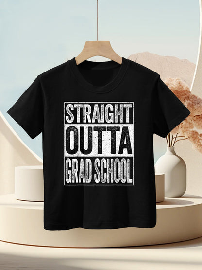 Straight Outta Grad School Boy Girl Graduation Kids T-Shirt