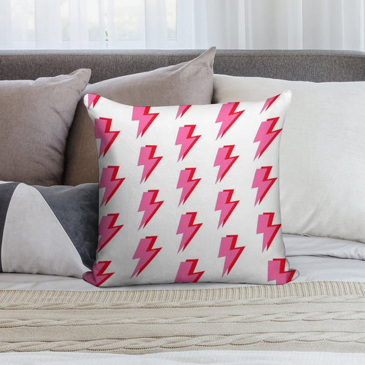 Pink And Red Lightning Soft Skin-Friendly Throw Pillow