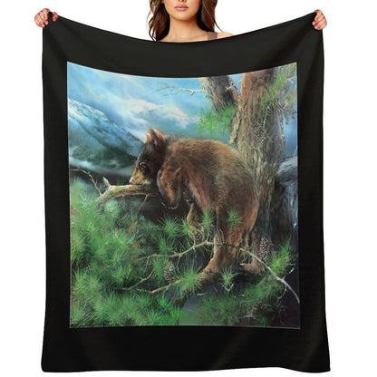 Cinnamon Tree Black Bear Cub Throw Blanket