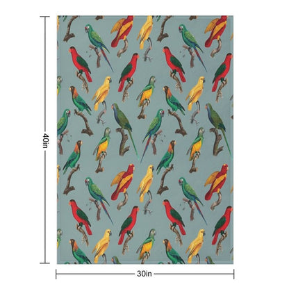Vintage Parrot Pattern Throw Blanket