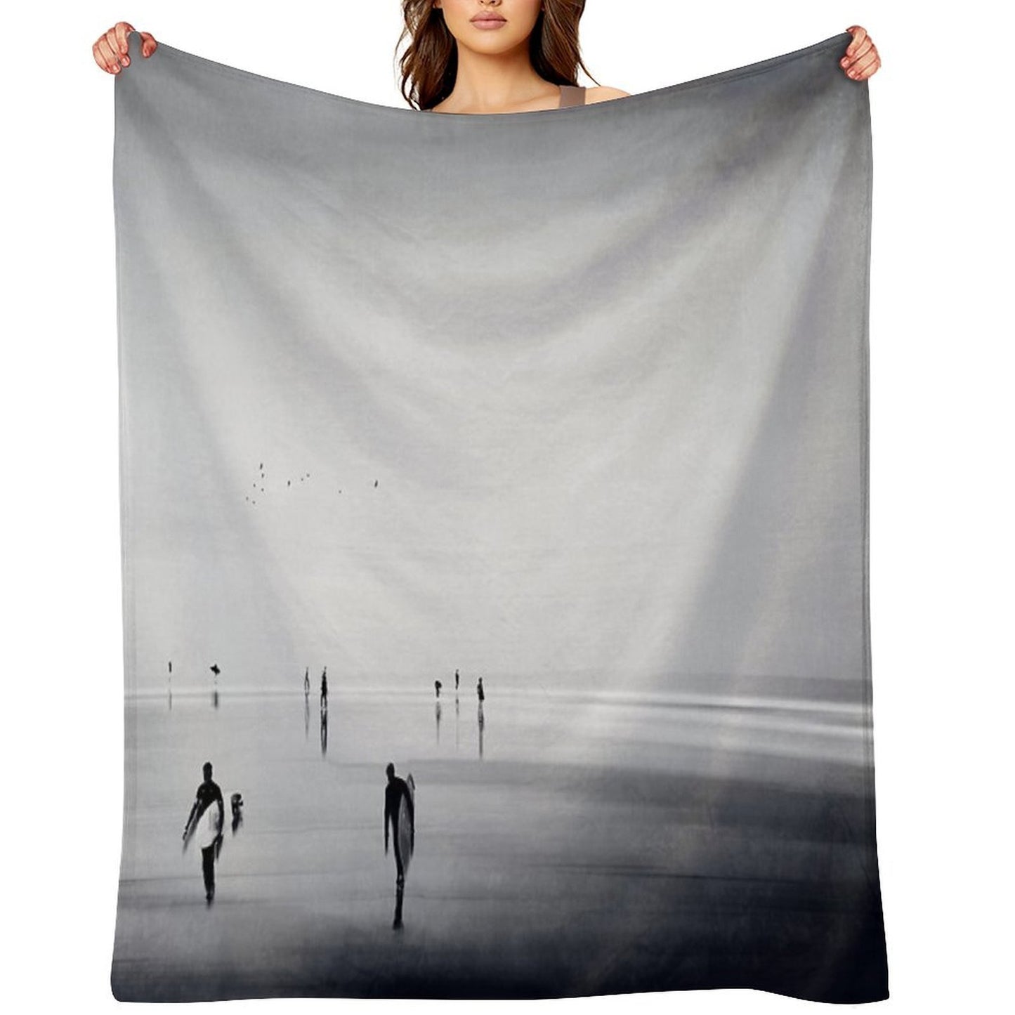Strangers on A Beach - Abstract Seascape Throw Blanket
