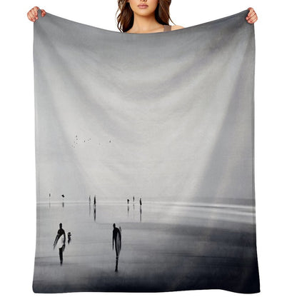 Strangers on A Beach - Abstract Seascape Throw Blanket