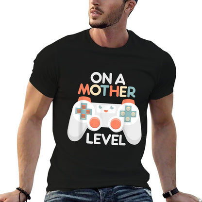 Funny Mothers Day Gamer Mom Gaming On A Mother Level Up Game T-Shirt