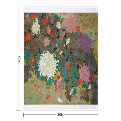 Flower【Japanese Painting】 Throw Blanket