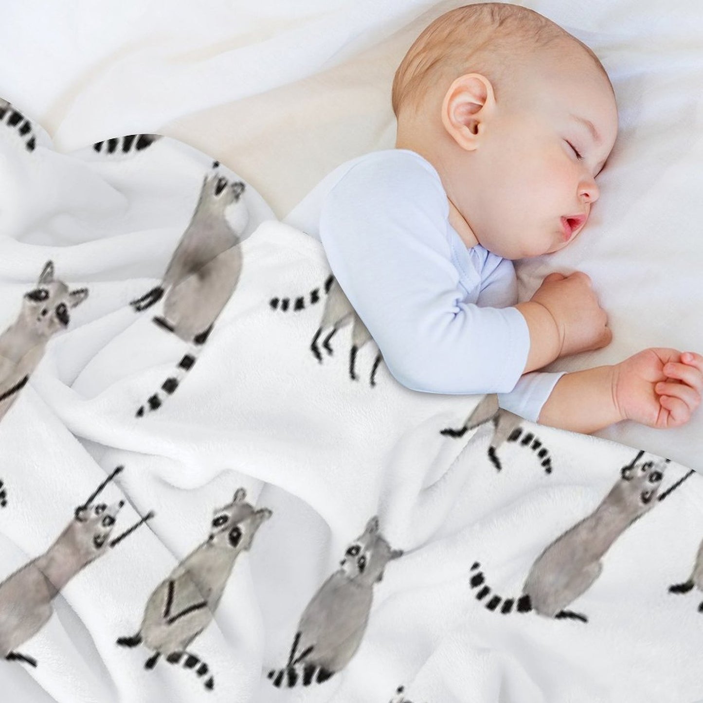 Raccoon Pattern Throw Blanket