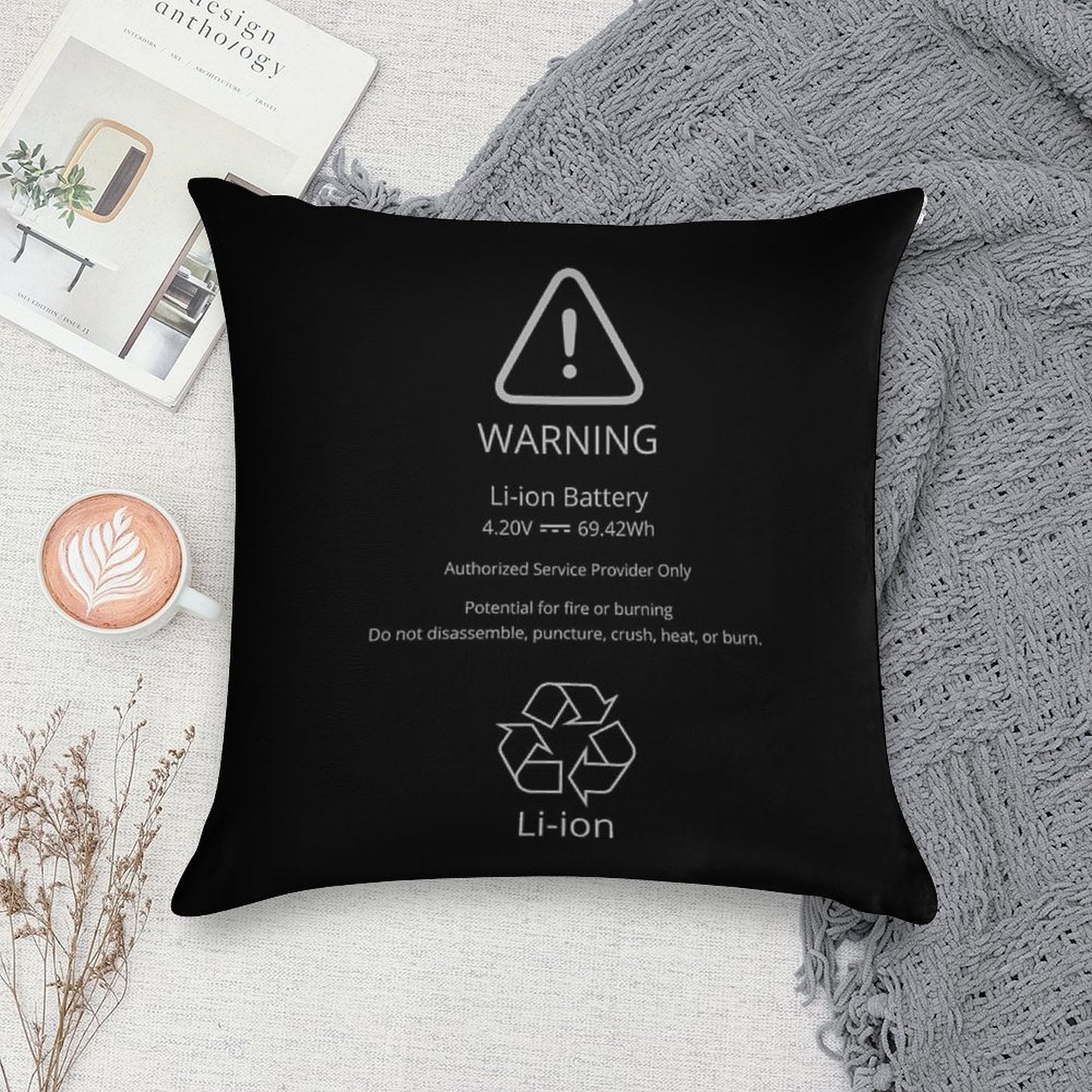 Swollen Battery  Lithium-ion Battery Soft Decorative Cover Throw Pillow
