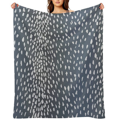 Navy Blue Denim Antelope Fawn Print Throw Blanket