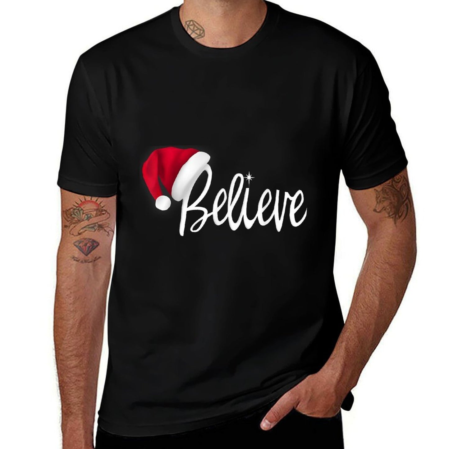 Christmas - Believe in Santa Claus  Heathered Texture T-Shirt