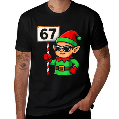 Funny Elf Six Seven 6 7 Meme Christmas Costume 67 Women Kids  Cotton T-Shirt