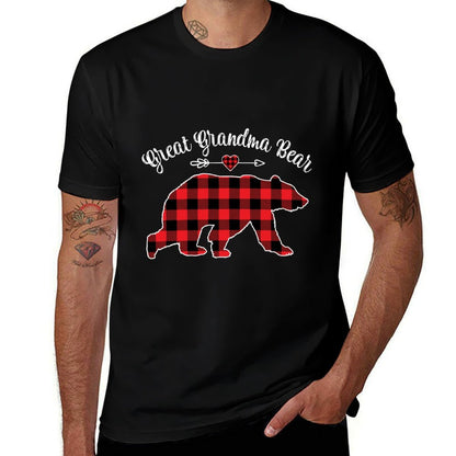 Red Plaid Christmas Costume Great Grandma Bear Ugly Holiday  Trendy Pattern T-Shirt