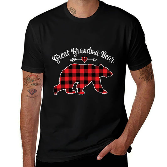 Red Plaid Christmas Costume Great Grandma Bear Ugly Holiday  Trendy Pattern T-Shirt