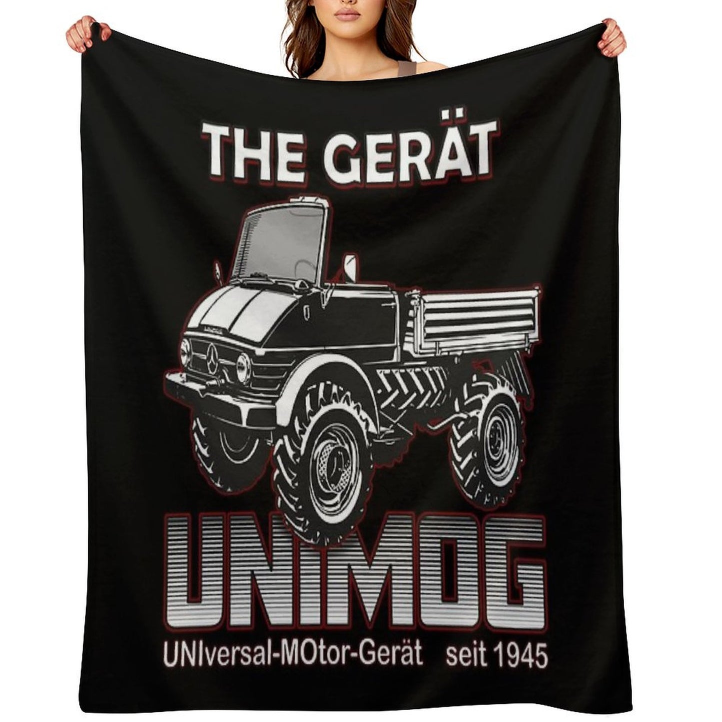 THE GREAT UNIMOG (UNIversal-MOtor-Gerät) - on Black Throw Blanket