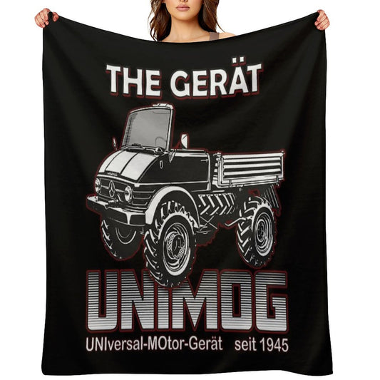 THE GREAT UNIMOG (UNIversal-MOtor-Gerät) - on Black Throw Blanket