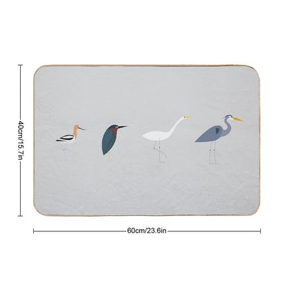 Wading Birds of North America (Blue Heron, Green Heron, Egret, Avocet) Bath Mat