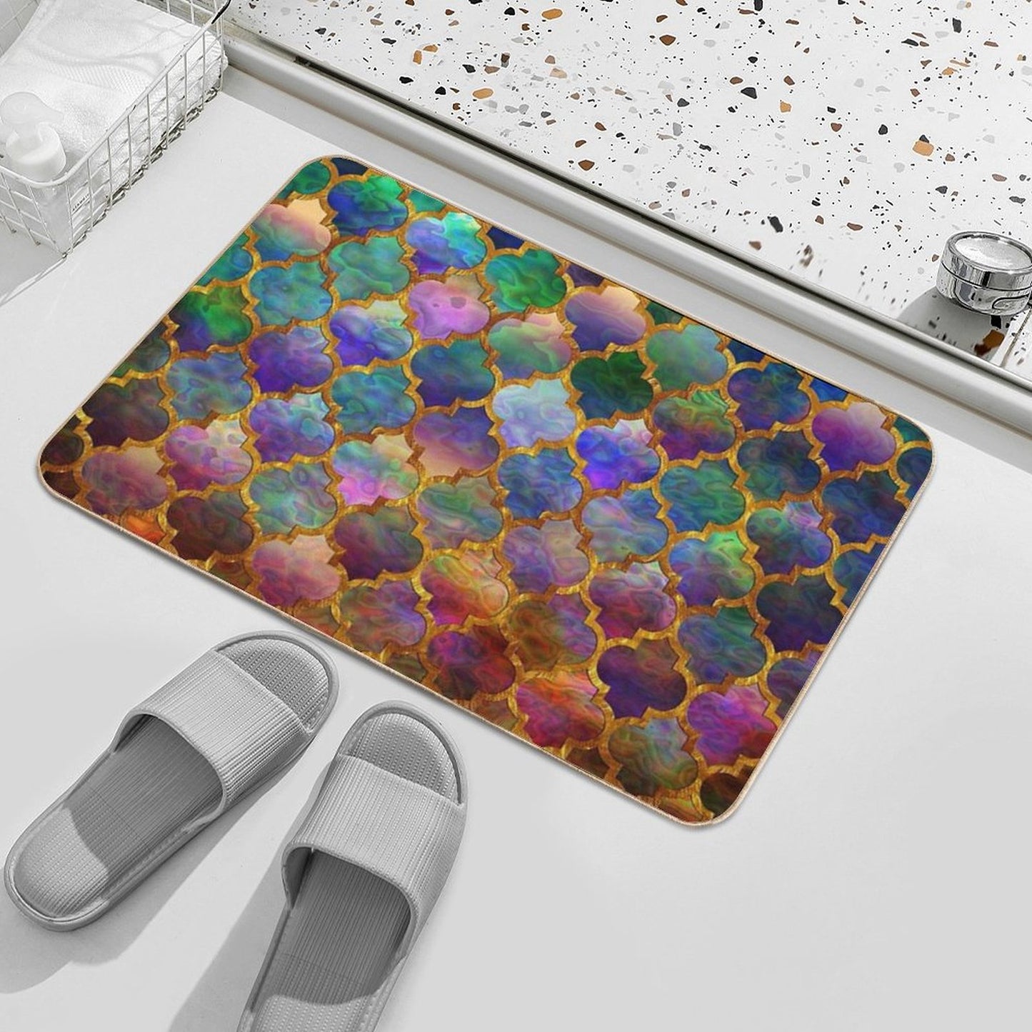 Arabic Moroccan Mosaic Pattern Bath Mat