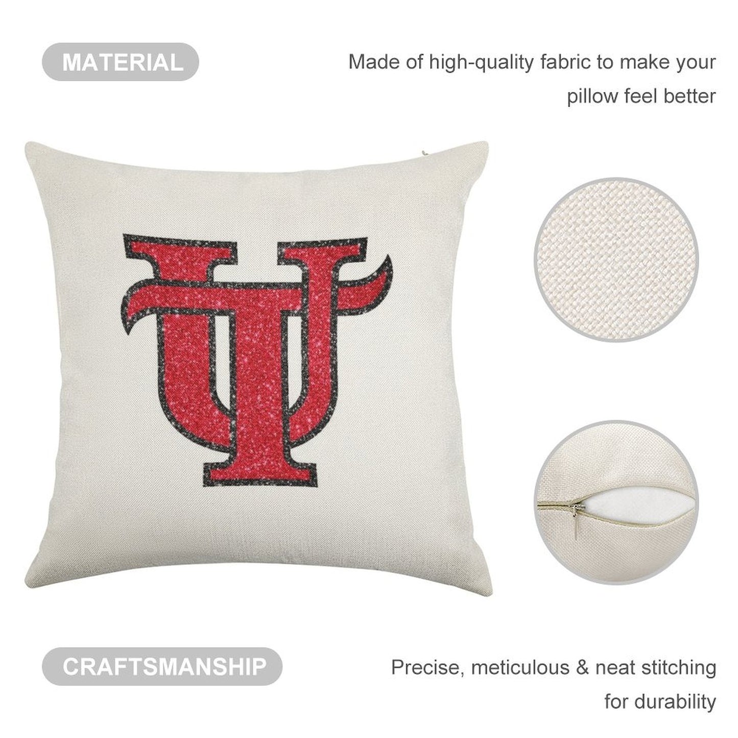 Utampa Glitter Logo Linen Throw Pillow Cover