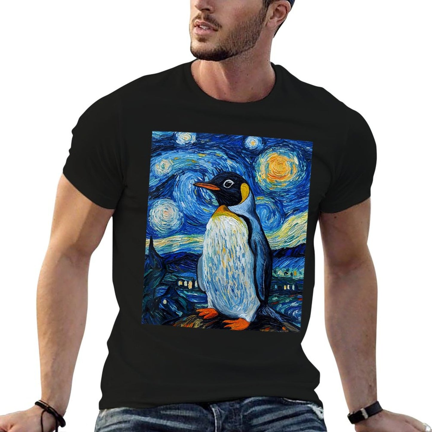 Penguin Bird - Van Gogh Style - Starry Night T-Shirt