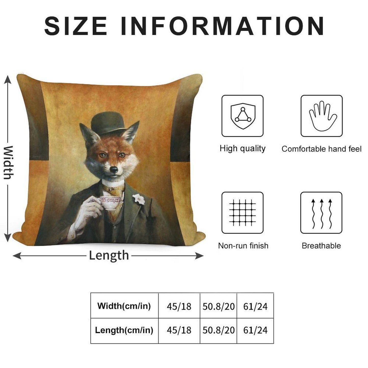 Teatime Mr Fox Soft Luxury Feel Throw Pillow