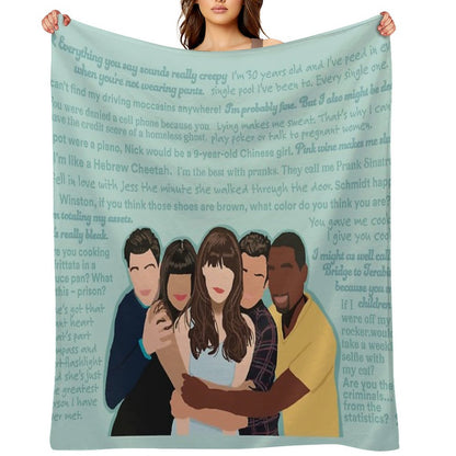 New Girl Cast And Quotes Throw Blanket