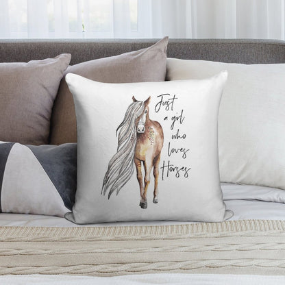 Just A Girl Who Loves Horses - Horse Lover Design Soft Style Accent Throw Pillow