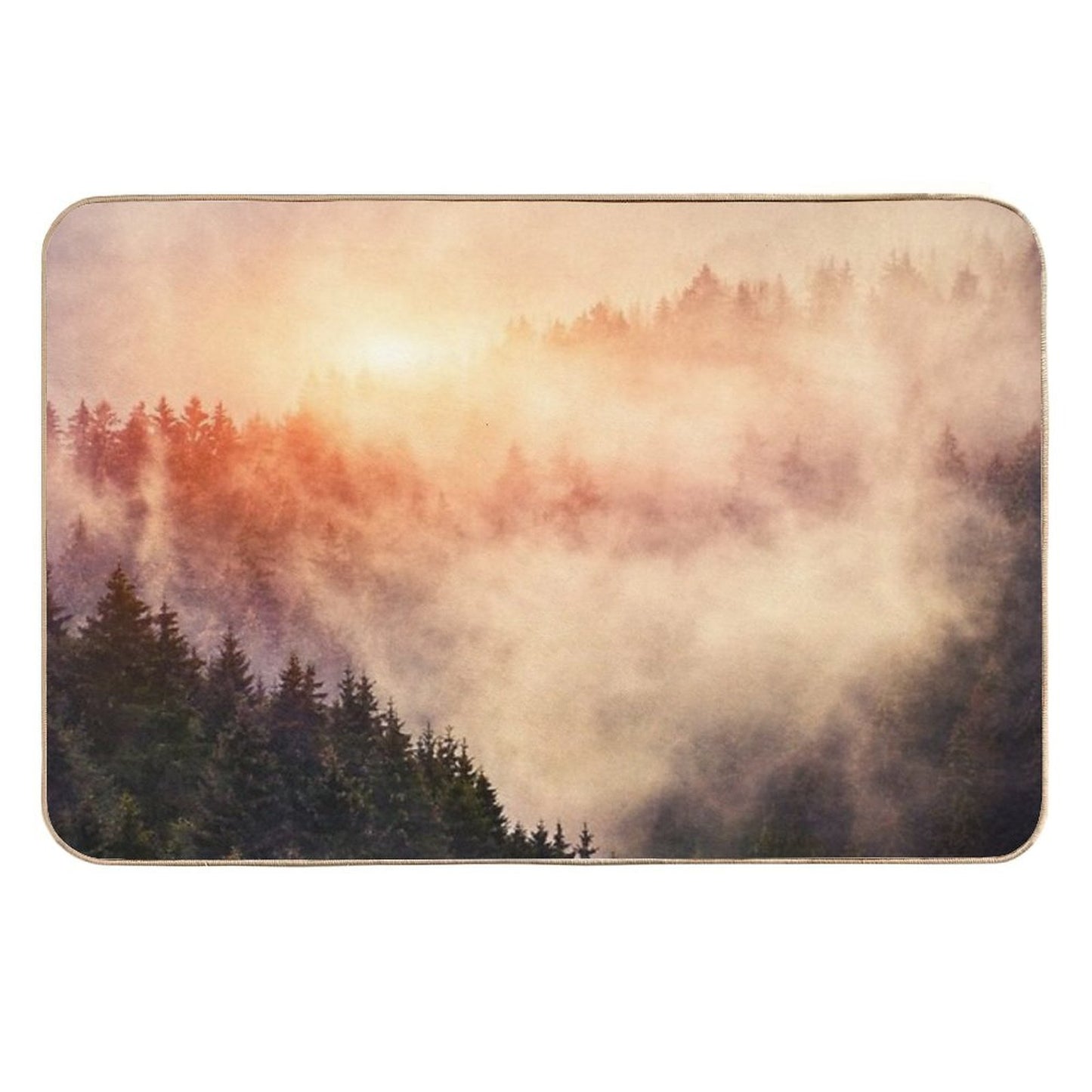 In My Other World  Sunrise In A Romantic Misty Foggy Autumn Fairytale Wilderness Forest With Trees Covered In Fog And Sunlight  Rapid-Drying Bath Mat