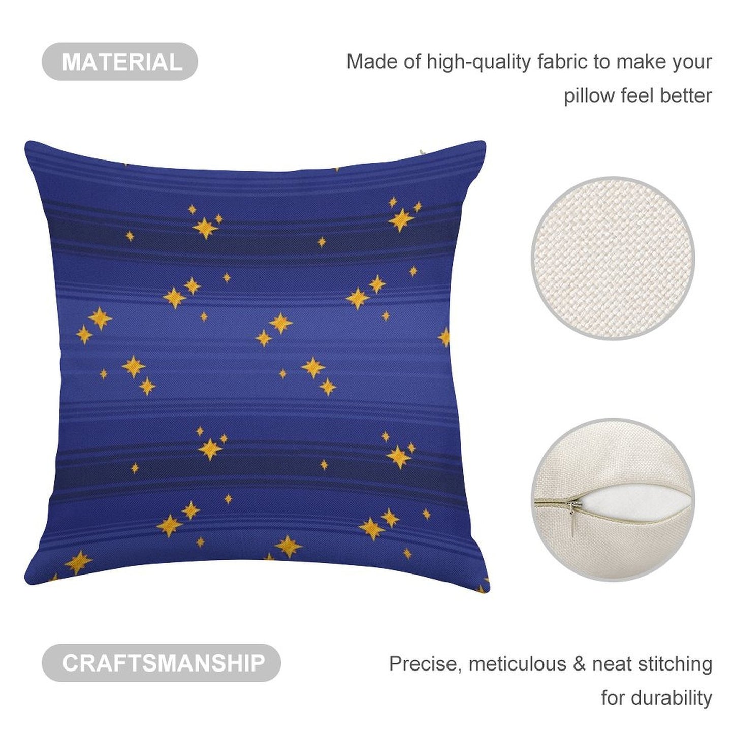 Twinkling Night Sky Linen Throw Pillow Cover