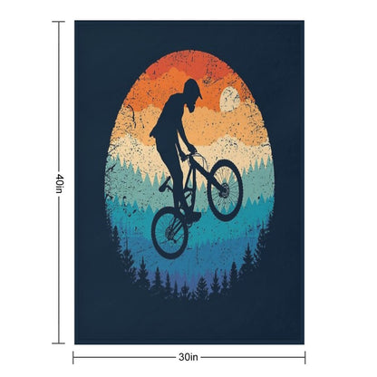 Mountain Biking Retro Throw Blanket