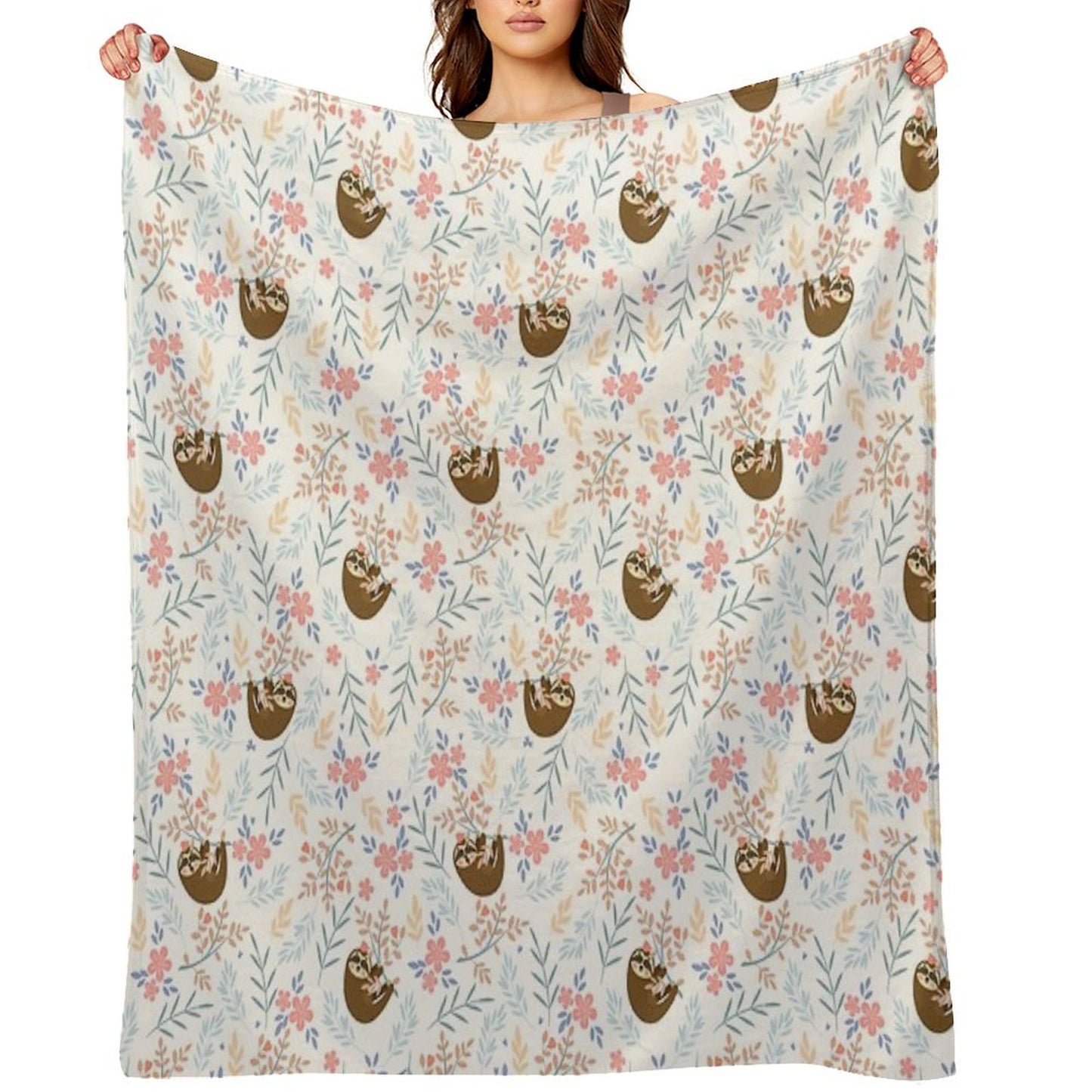 Baby Flower With Sloth Throw Blanket