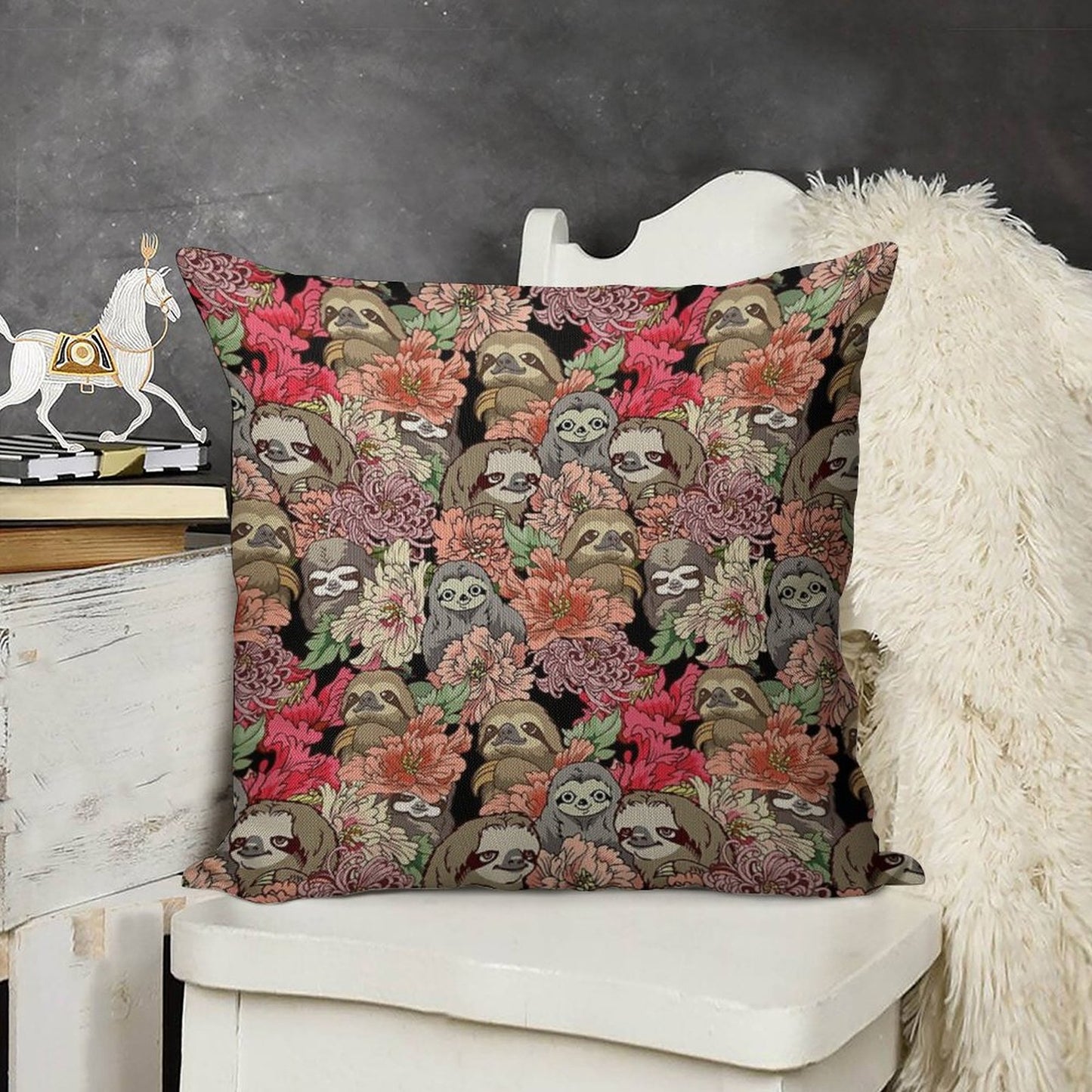 Because Sloths Linen Throw Pillow Cover