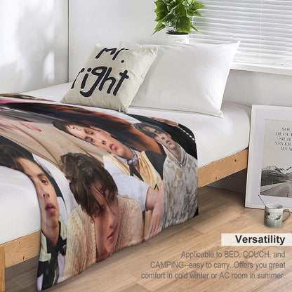 Louis Partridge Collage Throw Blanket