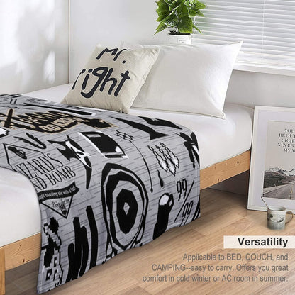 Old School Iconic Silhouette Images Desk Mat OSRS Throw Blanket