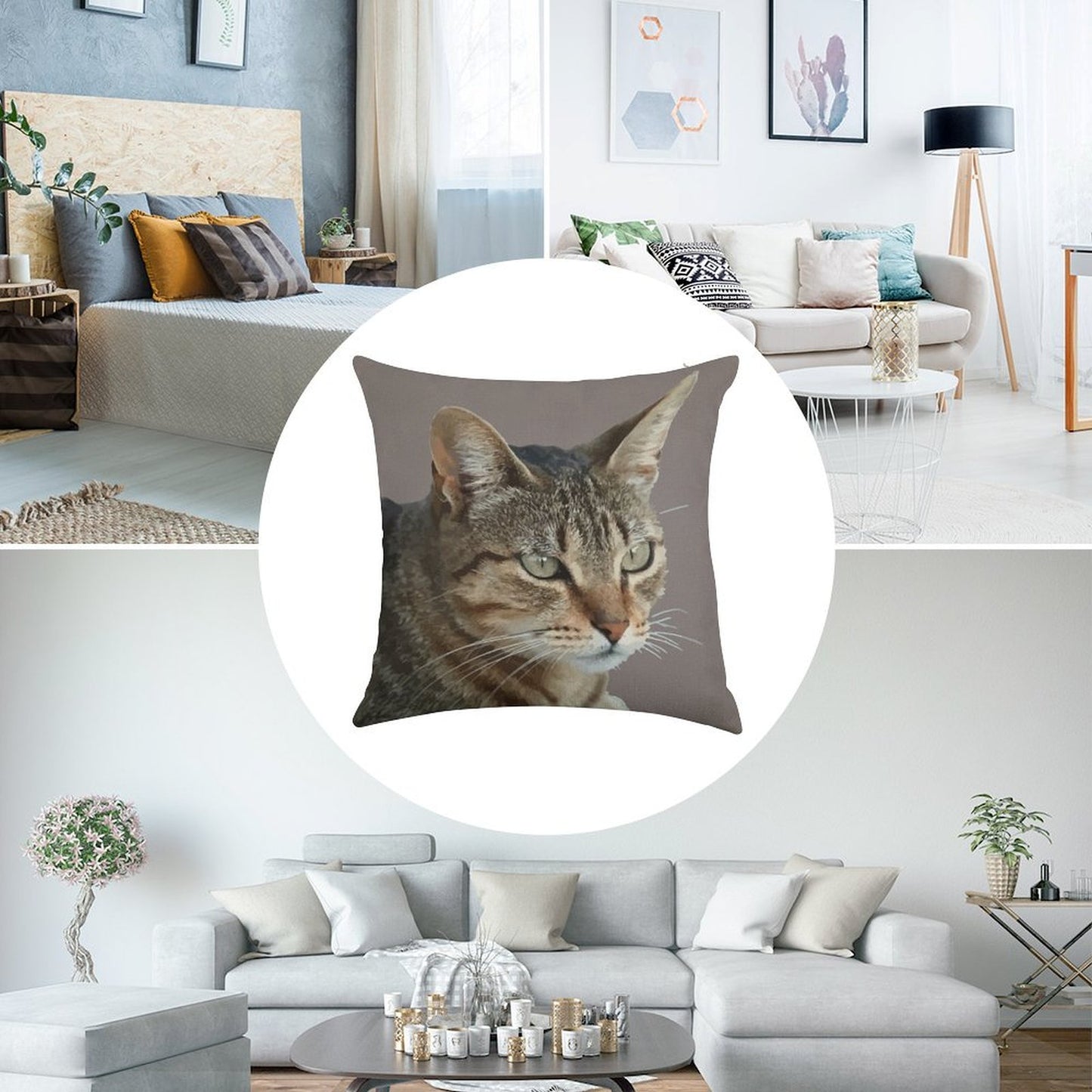 Stunning Tabby Cat Close Up Portrait Vector Isolated Linen Throw Pillow Cover