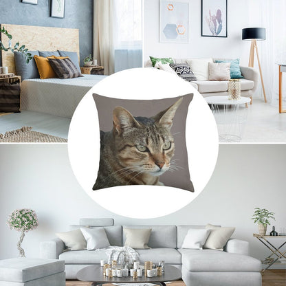 Stunning Tabby Cat Close Up Portrait Vector Isolated Linen Throw Pillow Cover