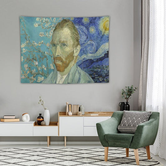 Van Gogh with Stary Night & Almond Blossoms Tapestry