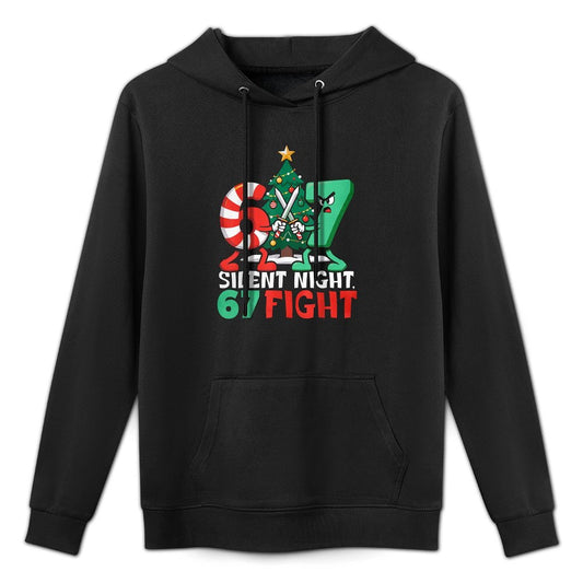 Silent Night 67 Fight Funny Christmas Breathable Fabric Hoodie