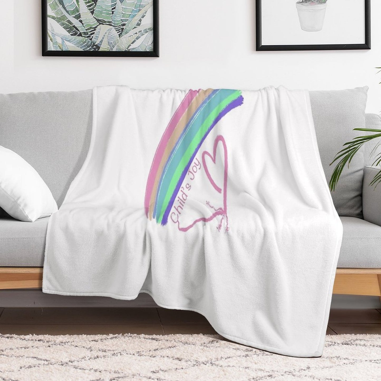 Child's Joy - Colorful Rainbow And Heart Throw Blanket