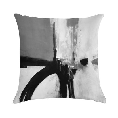 Black White Grey Abstract Soft Easy Maintenance Throw Pillow