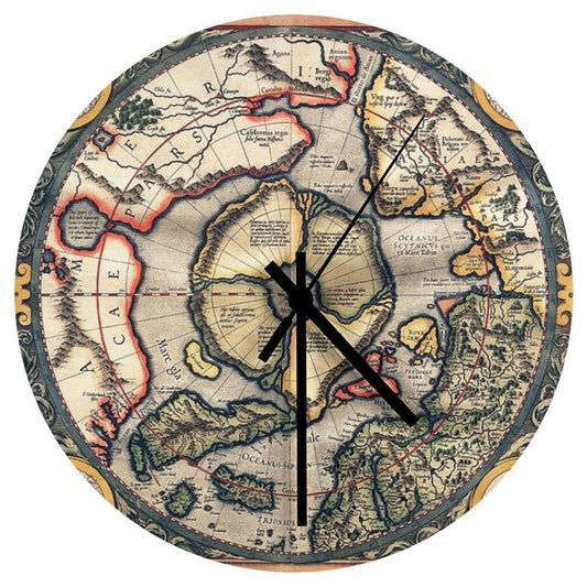 1595 Flat Earth Map Wall Clock
