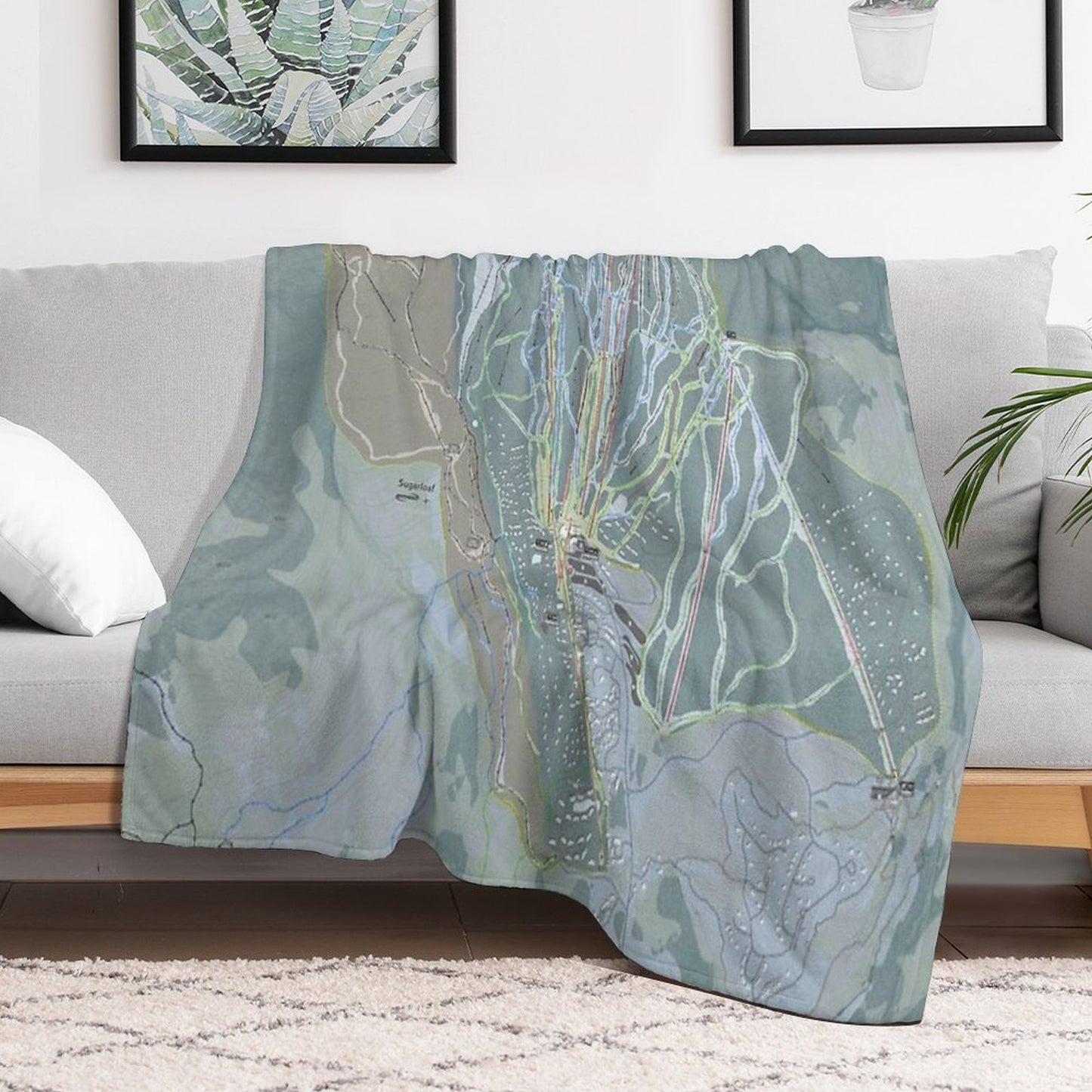 Sugarloaf Resort Trail Map Throw Blanket
