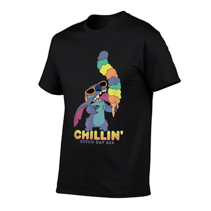 Disney Lilo And Stitch Ice Cream Chillin  Polyester Blend T-Shirt
