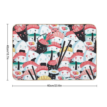 Kawaii Sushi Crowd Bath Mat
