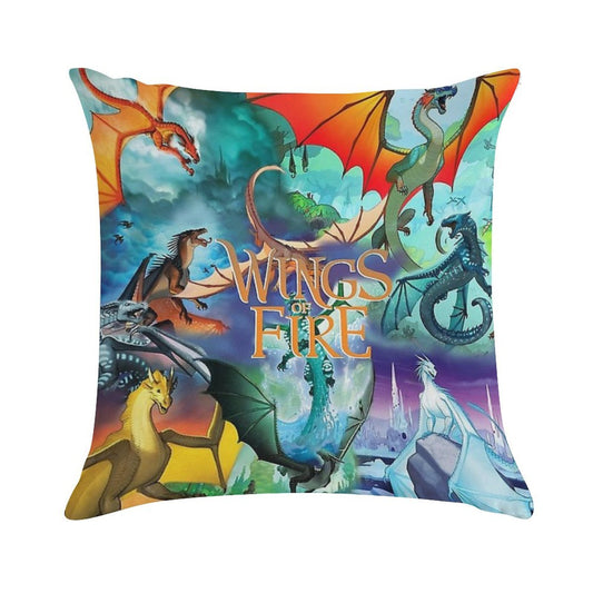 Wings of Fire All Dragon Series Soft Hidden Zipper Throw Pillow