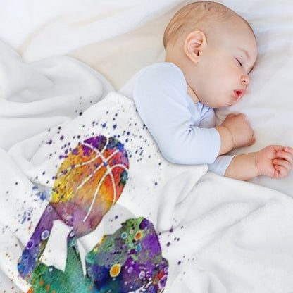 Girl Basketball Kid Watercolor Sport Gift Throw Blanket