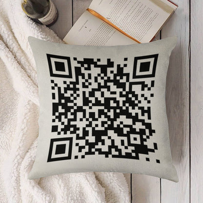 QrCode Rick Astley - Never Gonna Give You Up Linen Throw Pillow Cover