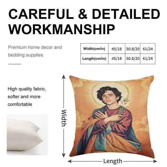 Timothee Chalamet Saint Linen Throw Pillow Cover