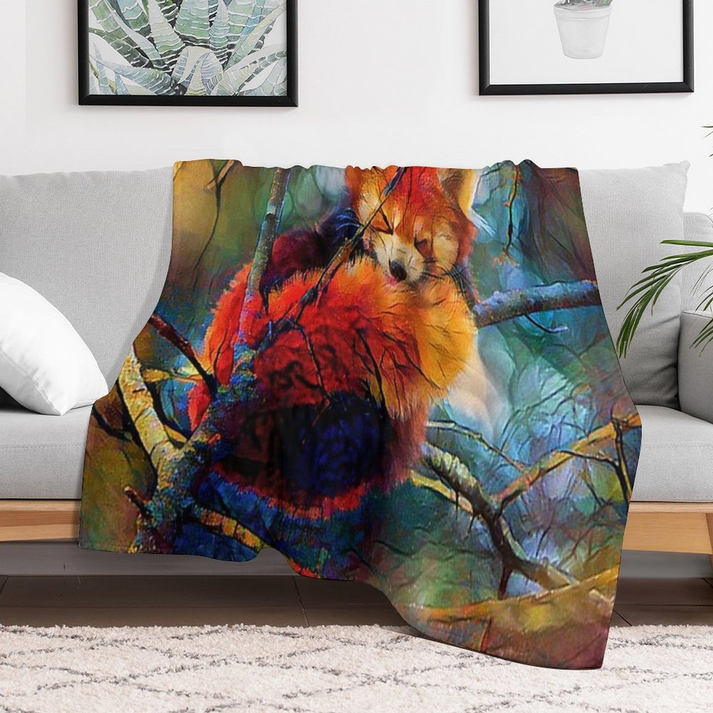 Autumnal Red Panda Throw Blanket