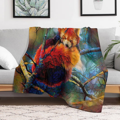 Autumnal Red Panda Throw Blanket