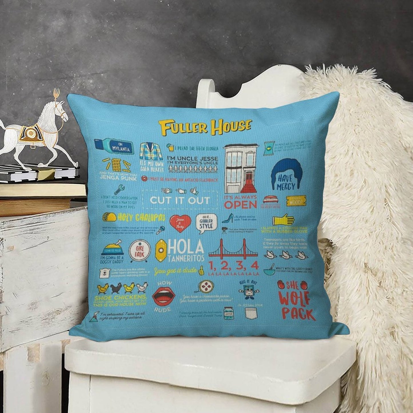 Fuller House Quotes Linen Throw Pillow Cover