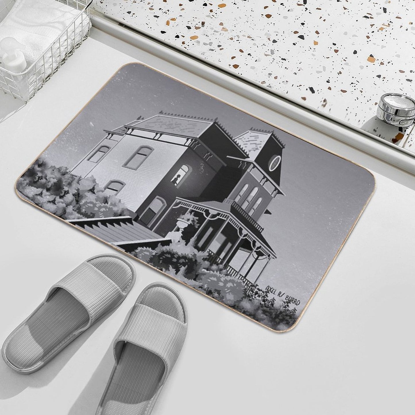 Alfred Hitchcock's Psycho Illustration by Burroi Bath Mat