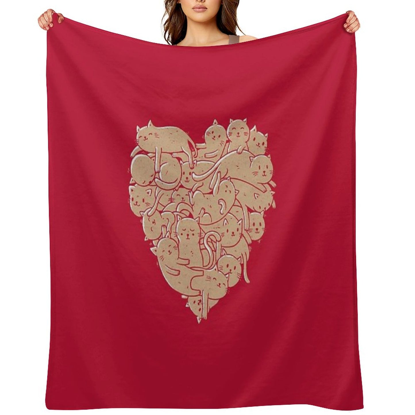 I Love Cats Heart Throw Blanket